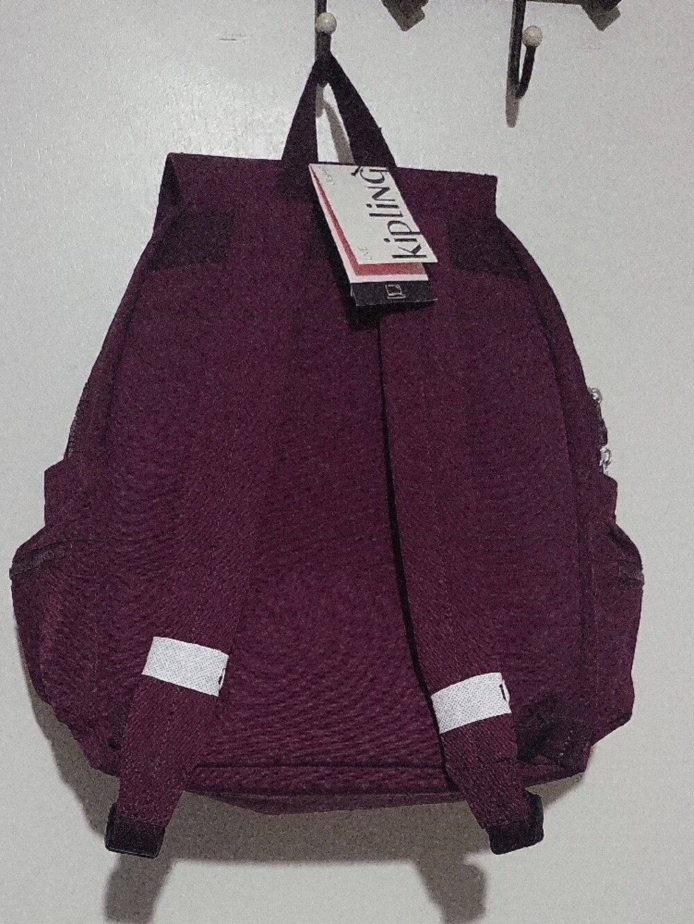 New Kipling Deep Plum Backpack with Signature Monkey Keychain - Picture 5 of 7